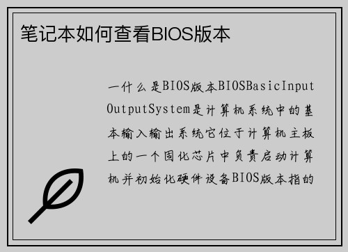 笔记本如何查看BIOS版本